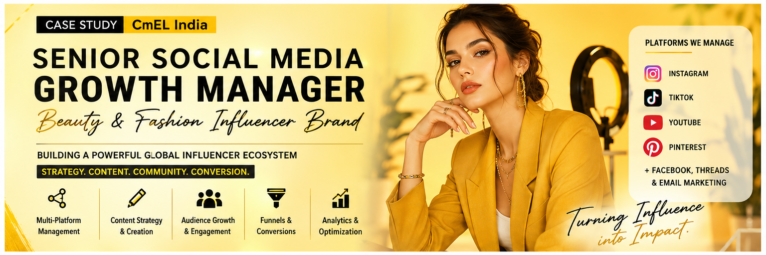 Senior Social Media Growth Manager for Beauty & Fashion Influencer Brand